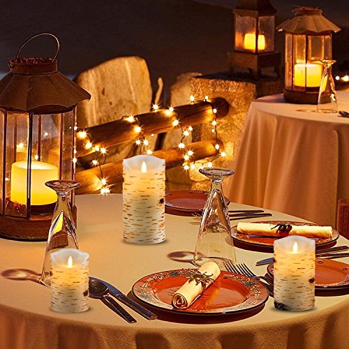 Nancia Led-kaarsen, vlamloze kaarsverlichting, berkenstammen, design echte waskaars, batterijkaarsen (verpakking van 3… - Afbeelding 6