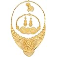 Sajayea Dubai Gold Jewelry Sets for Women 24K Gold Plated Costume Jewelry for Women Prom Jewelry Sets Valentines Anniversary Birthday Gifts