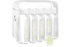 CHEODIN Travel Shampoo Bottles 5 pcs 3.4oz TSA Approved Travel Bottles for Toiletries Travel Size Bottles Leak Proof Empty Lotion Containers with Flip Cap Small Plastic Squeeze Bottlesp-Clear