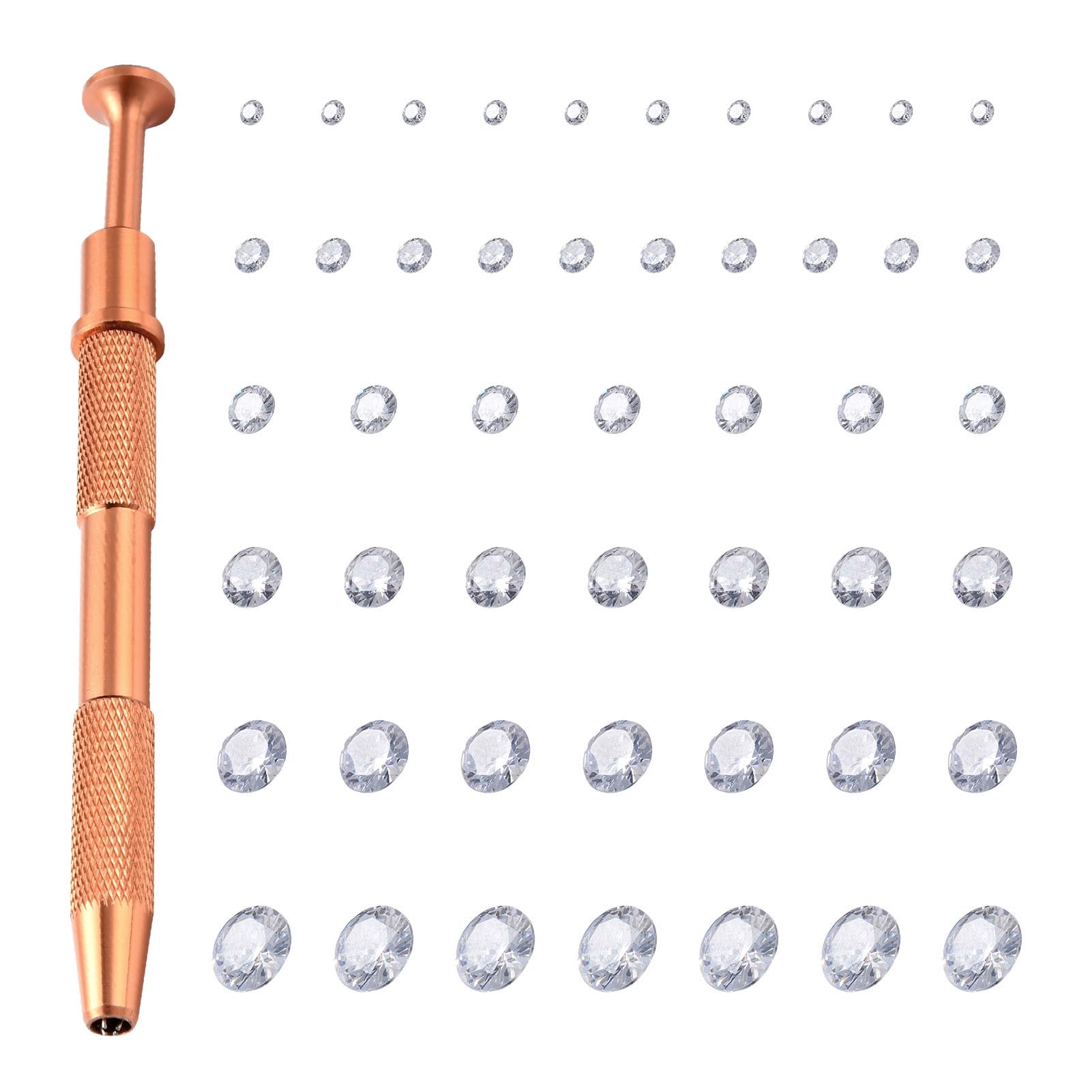 PandaHall 120pcs Faceted Clear Cubic Zirconia Stones Loose CZ Stones 3mm/4mm/5mm/6mm/7mm Grade A Rhinestone Cabochons & 1pcs Prong Pick-Up Tool for Nail Art Craft Jewelry Making