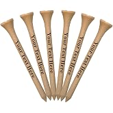 100 Count Personalized 2 3/4" Natural Wooden Golf Tees - Upload Your Own Text