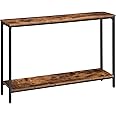 HOOBRO Console Table, 120 cm Narrow Sofa Table with Shelf, Industrial Entryway Table for Living Room, Hallway, Foyer, Corrido