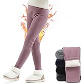 TXJ Sports Girls Fleece Lined Leggings Cotton Warm Leggings Thick Thermal Pants for Girls Winter 5-11 Years