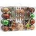 Sea Team 72-Pack Assorted Shatterproof Forest Theme Christmas Ball Ornaments Set Decorative Baubles Pendants with Reusable Hand-held Gift Package for Xmas Tree (Green & Bronze)