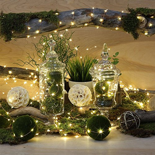 ElementDigital Battery String Light Christmas LED String Fairy Lights Remote Control Waterproof IP65 for DIY Dinner Party Decoration Bedroom Garland Lights Wine Bottle Lights 5m 50 LEDs (Cool White)