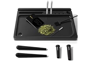 SafeDelux Large Wooden Rolling Tray Set with Airtight Tube & Cleaning Brush, Smooth-Finish Wood Tray for Easy Use, Travel-Fri