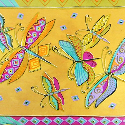 Wrapables Vibrant 100% Silk Long Scarf 51" x 10.5", Dragonflies