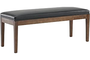 LZAREAL Upholstered Entryway Bench Modern Shoe Benches for Hallway Porch Bedroom Bench for End of Bed Dining Bench for Dining Table Dining Room Kitchen Window with Wood Legs, PU Leather, Black