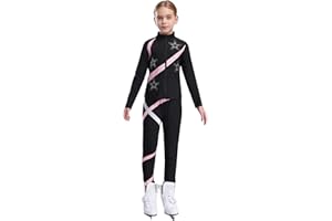 Kvysinly Kids Girls Figure Ice Skating Costume Glitter Long Sleeve Sweatshirt with Leggings Tights Activewear Set