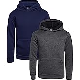 Quad Seven Boys Pullover Hoodie - 2 Pack Soft Fleece Basic Hooded Sweatshirt for Boys with Pockets (Sizes: 8-18)