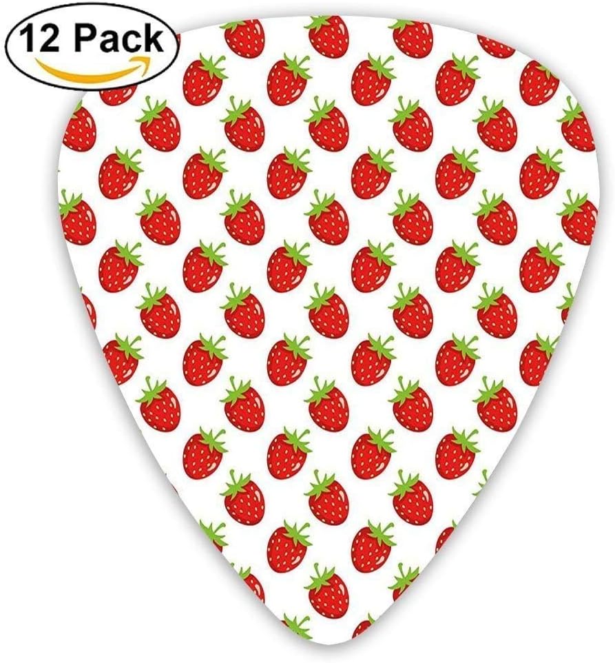 Fruit Theme Pattern Cartoon Style Strawberry On White Background Guitar Picks 12/Pack Set