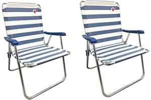 OmniCore Designs New Standard Folding Camp/Lawn Chair (2 Pack) - Blue/White