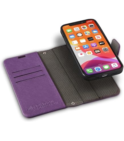 RadEnergy Anti-Radiation Leather Wallet Case With Card Holder For IPhone 13 Pro Max – Purple - View #7