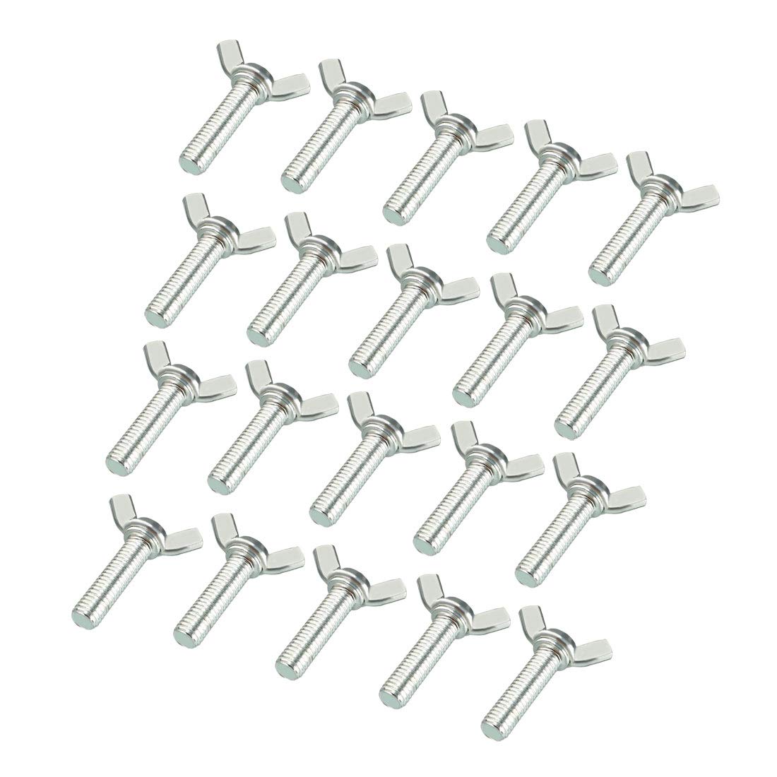 sourcing map Wingbolt Butterfly Wing Thumb Hand Screws Bolts M8x30mm 1.25mm Pitch Carbon Steel 20pcs