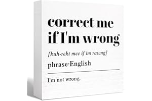 SJNH Funny Office Wood Box Sign Correct Me If I'm Wrong Definition Wooden Block Sign Humorous Office Desk Décor for Home Office Cubicle Table Décor,Office Gift for Friend Coworker Employee