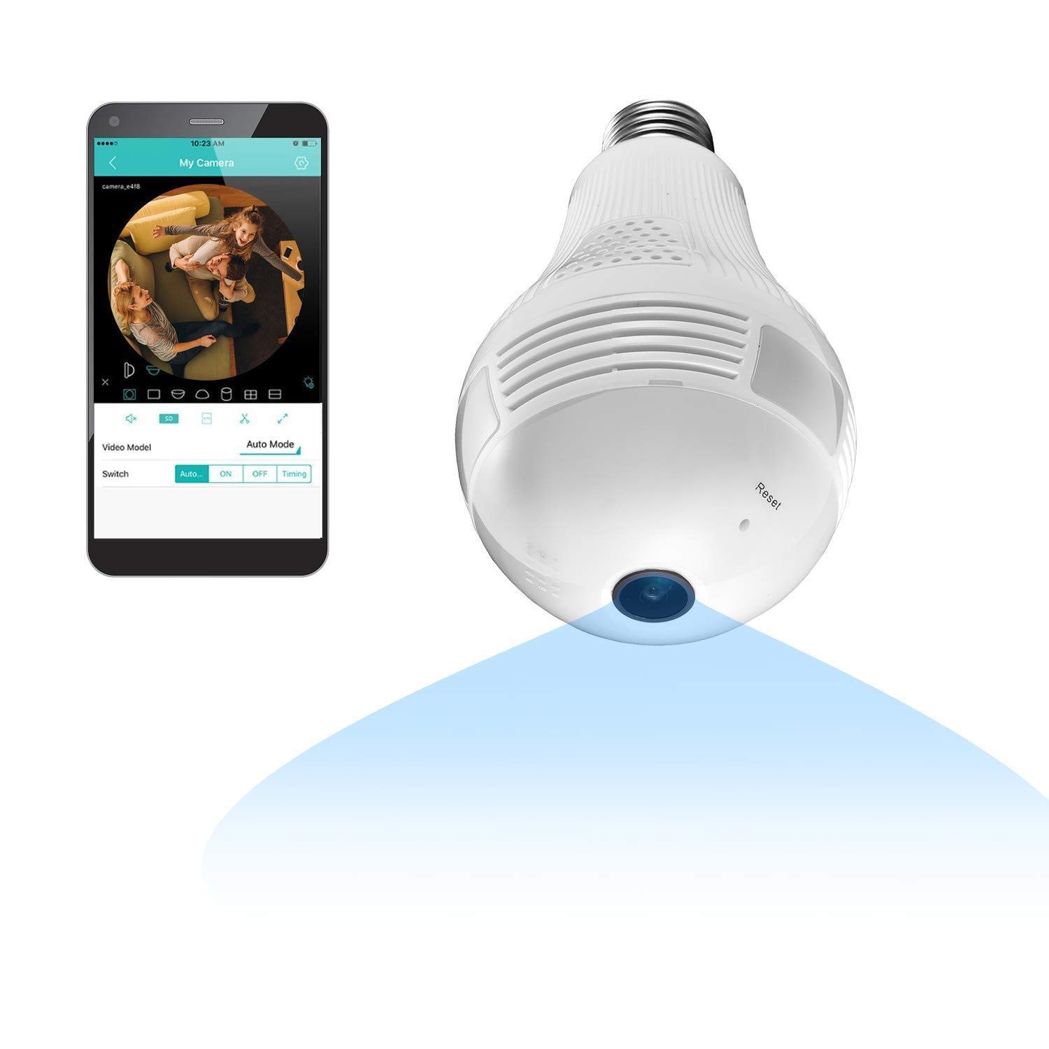 360 Degree WiFi Panoramic 960P IR Bulb Camera Security Wireless Lamp Fisheye (960P)