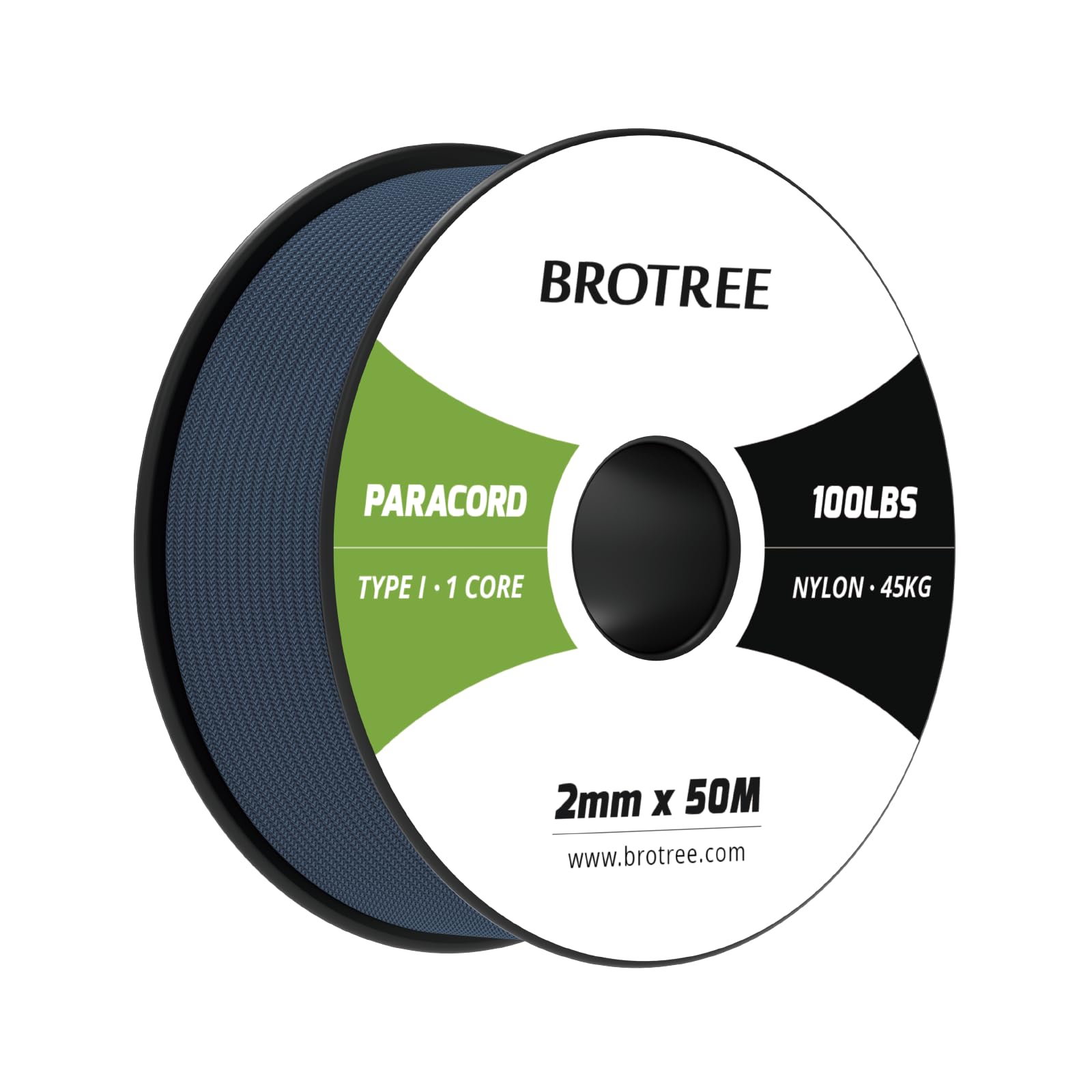 Brotree Paracord 2mm 50M 100% Nylon Rope 1 Strand Parachute Cord for Outdoor, Craft, DIY - 45kg Breaking Load (Navy Blue)
