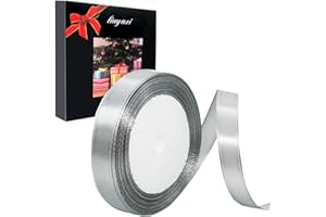 LIUYAXI Solid Color Silver/Grey Satin Ribbon 5/8 inch X 25 Yard, Ribbons Perfect for Crafts, Hair Bows, Gift Wrapping, Wedding Party Decoration and More