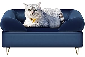 Yoonnie room Dog Couch,Cat Sofa,Puppy Bed, Dog Chair for Small Pet,Pet Sofa, Wooden Frame and Velvet Fabric,Cat Couch for Small Cats&Dogs &Puppy Rest, Blue
