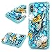 iPhone X Case, Mavis's Diary Crystal Clear Ocean Style 3D Handmade Bling Blue Diamonds Full Rhinestone Shell Mermaid Shiny Gems Hard PC Plastic Case [Full Edge Protection] Cover for iPhone X Edition