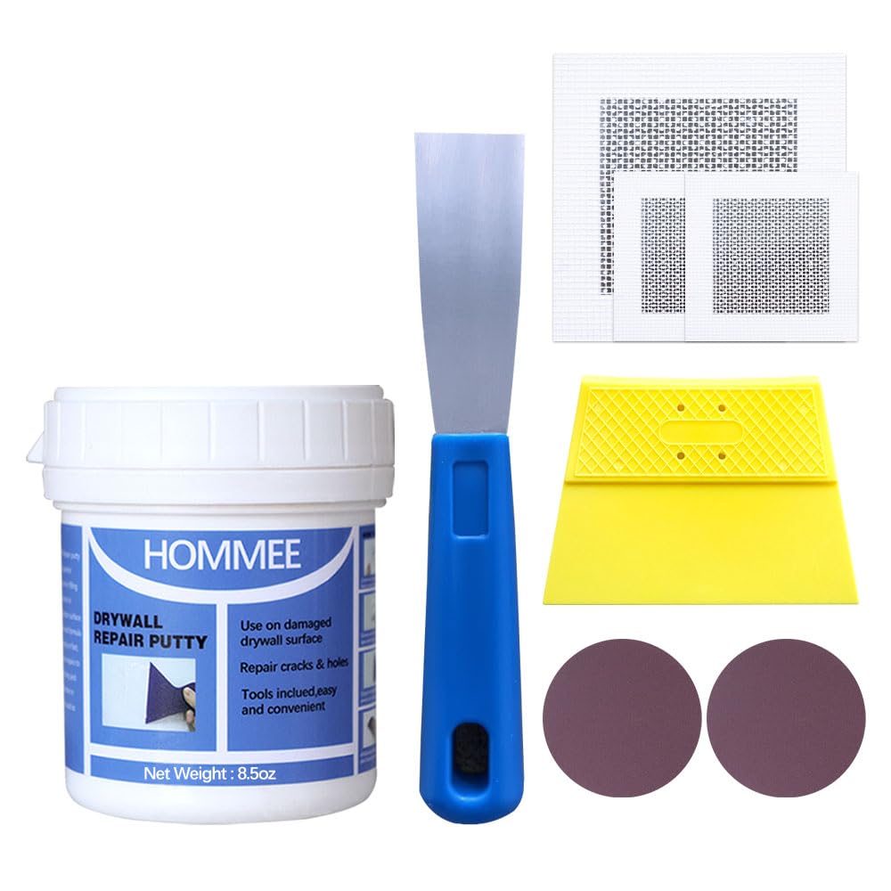 Drywall Repair Kit,Drywall Hole Patch Repair Kit,Wall Spackle Paste 9.8OZ to Fix Wall Surface Holes and Creak Damage with White Wall Repair Putty,Scraper,Sanding Pad Fill Quick and Easy Solution