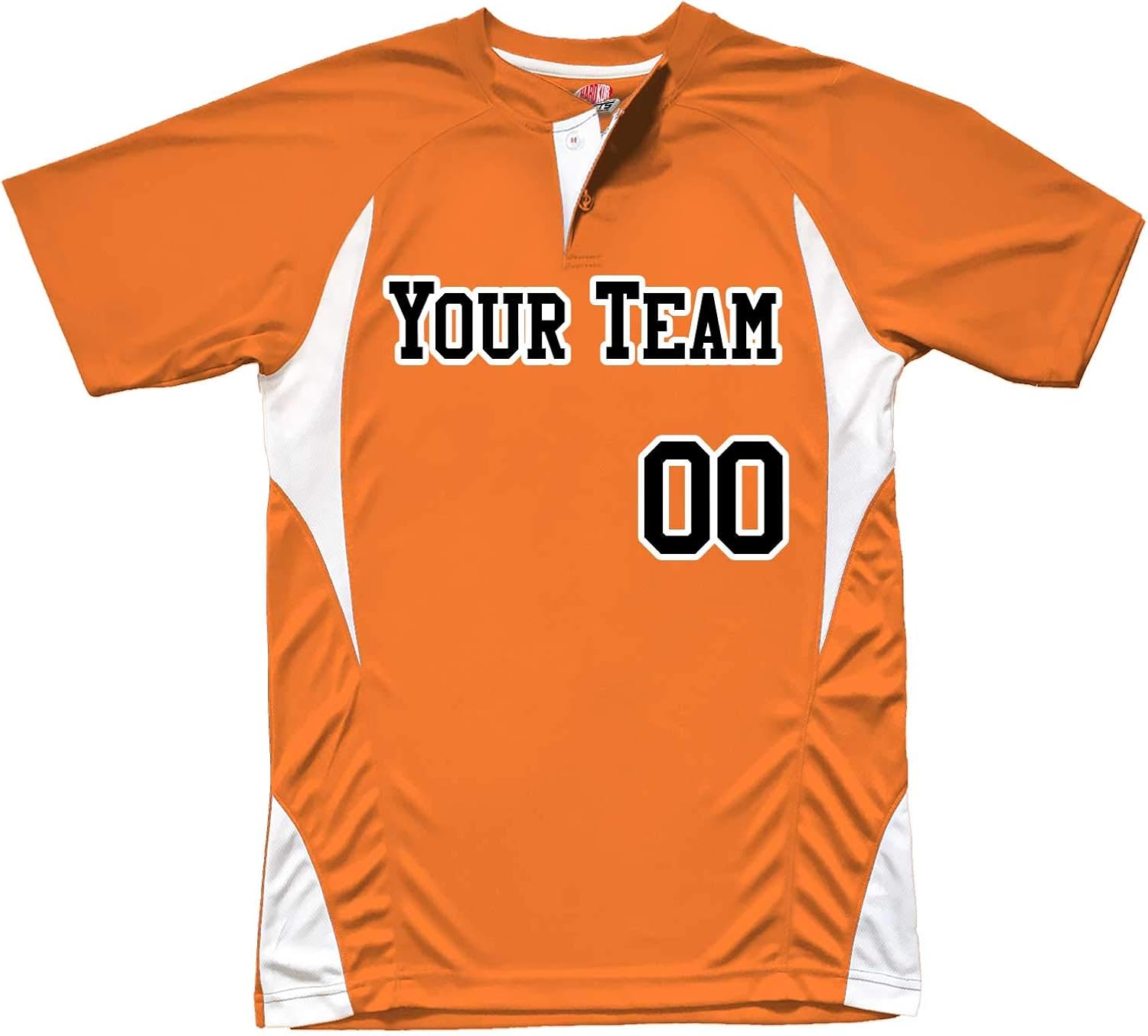 Orange Custom Baseball Jersey 2 Buttons White Trim Design