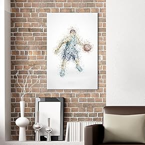 Canvas Wall Art Sports Theme - Abstract Man Dribbling a Basketball Formed Colorful Dots - Giclee Print Gallery Wrap Modern Home Art Ready to Hang - 12x18 inches