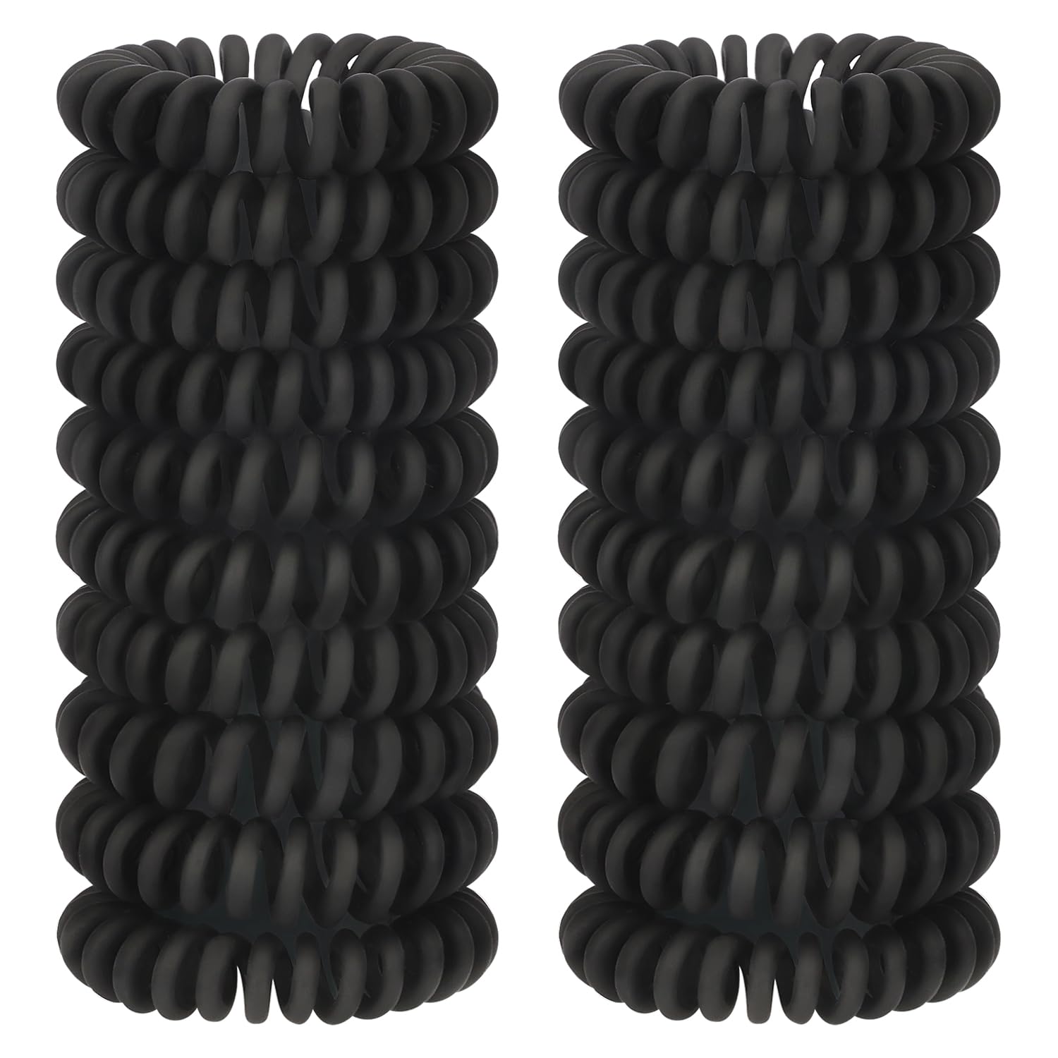 JessLab 20 Pcs Spiral Hair Ties, Plastic Hair Coil Bands, No Damage Waterproof Plastic Spiral Ponytail Holder Hair Bands for Women Girls Hair Accessories, Black Matte