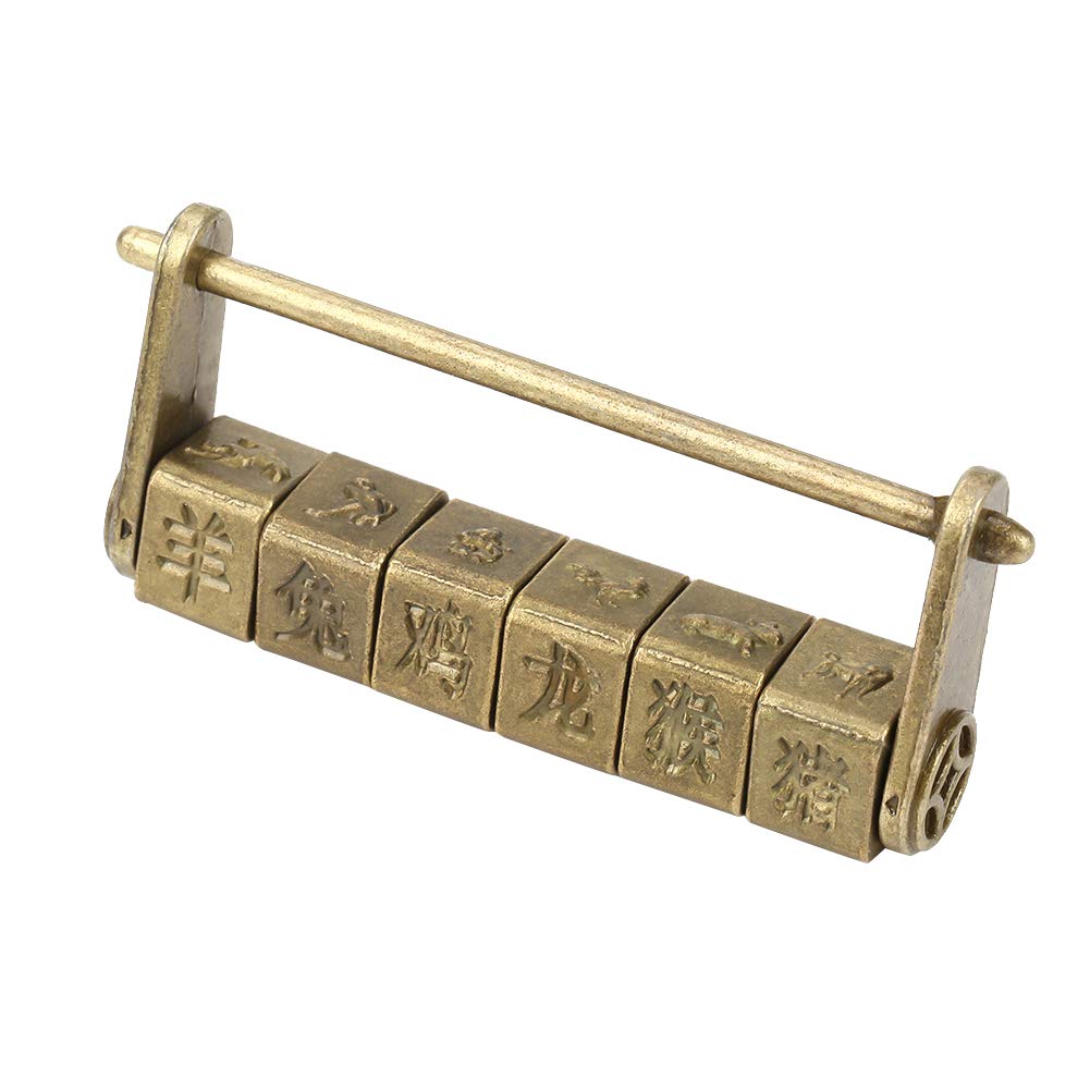 Retro Zinc Vintage Antique Chinese Old Jewelry Code Password Lock Padlock Lock Jewelry Box Padlock Hardware