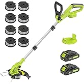 JAGROM Electric String Trimmer Cordless with 2x2.0Ah Battery, 20V Battery Powered 12-inch Lawn Mover & Edger Lawn Tool with Charger, Powered Grass Trimmer with 8pcs Spool Line for Yard, Garden, Green