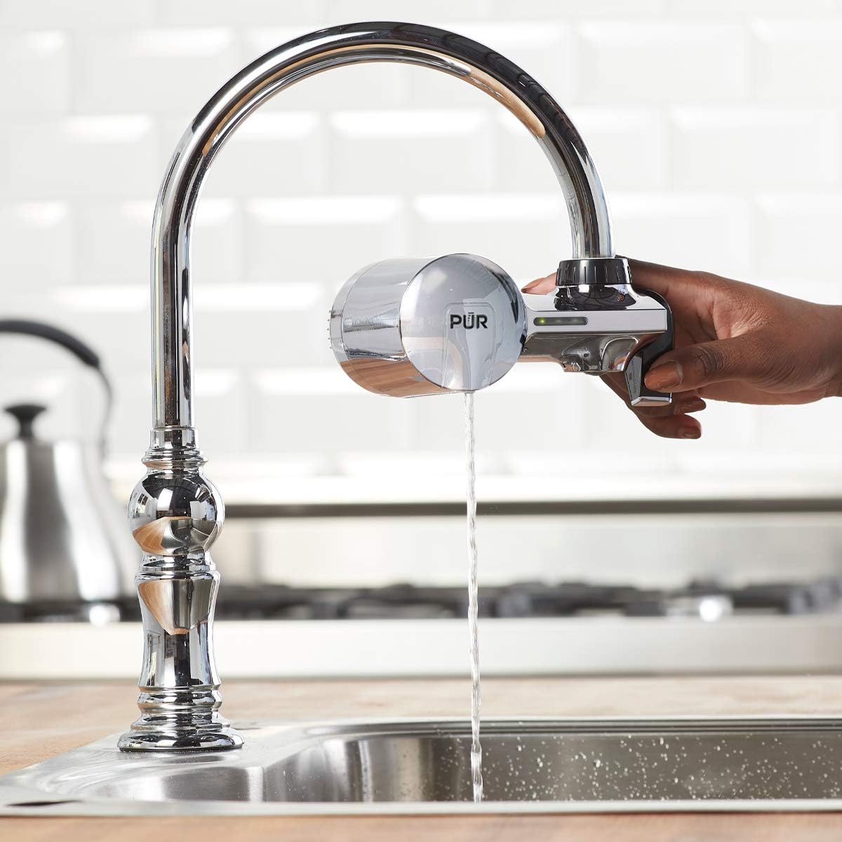 PUR PFM400H Faucet Water Filtration System, Horizontal, Chrome - - 
