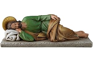 DevotedWalls Renaissance Sleeping St. Joseph Statue,Home Décor Sleeping Joseph Figurine,Catholic Statue Patrons for Church,Devout Gift,Prayerful Inspiration,9 inches L San José Estatua（Full Color）