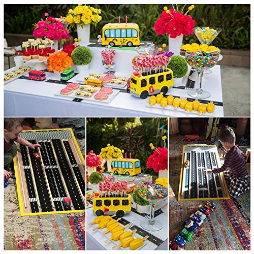 Hangnuo Road Tape Set for Kids Toy Cars Track with Curves Roads and Traffic Signs, Stick to Floors Walls - Creative Children Toys Birthday Gift