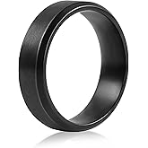 KeyUnity Men's 8mm Titanium Black Wedding Band - Matte Stainless Steel Comfort Fit Engagement Ring, Size 10