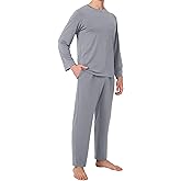 BAMBOO COOL Mens Pajama Set Bamboo Viscose Soft Pijamas Sets for Men Long Sleeve Full Length Pants Pjs Sleepwear with Pockets