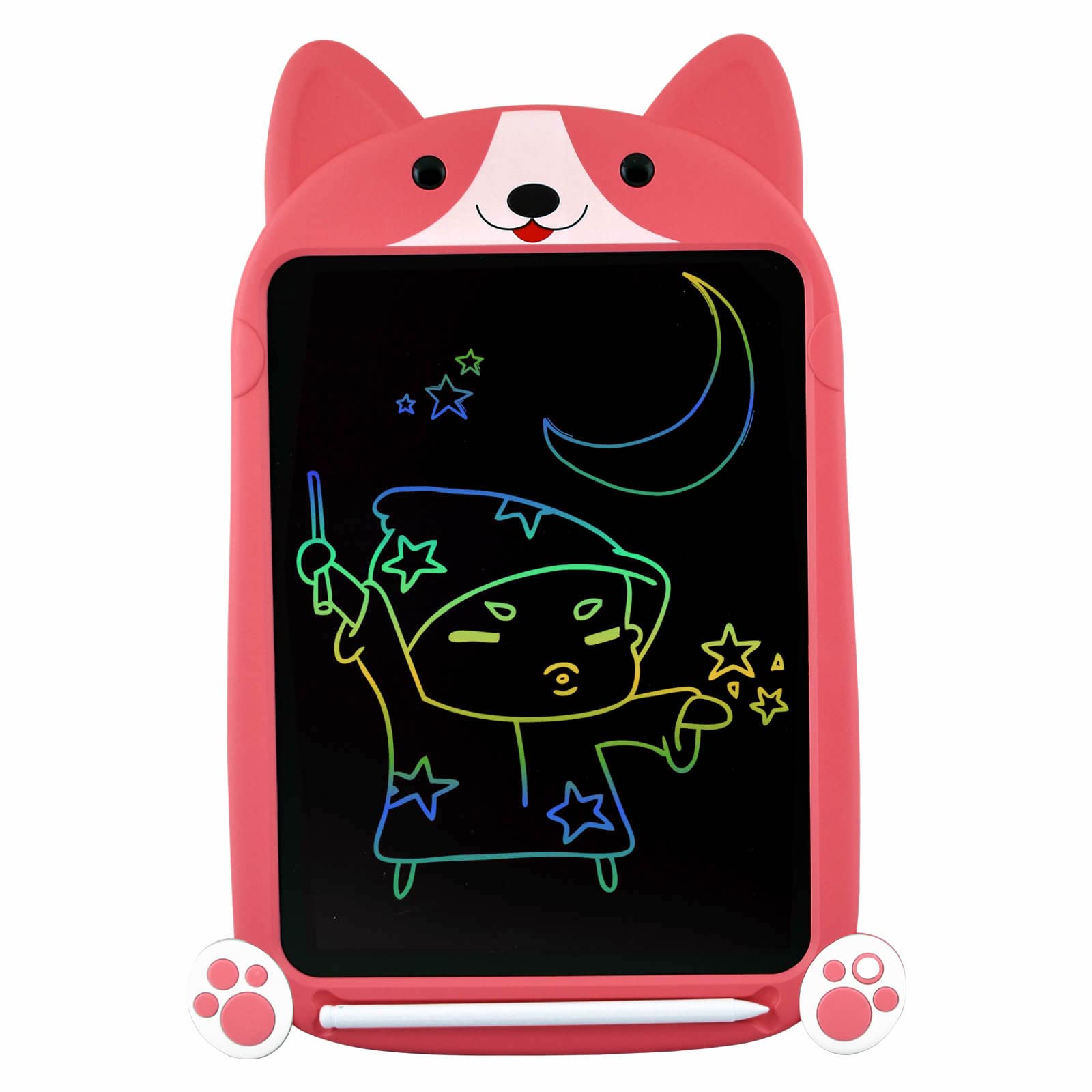 PUPPY LCD Writing Tablet, Large 10 Inch, Colorful Screen, Erasable Electronic Digital Drawing Pad Doodle Board With Stylus Pen, Gift for Kids Adults Home School Office (Pink)