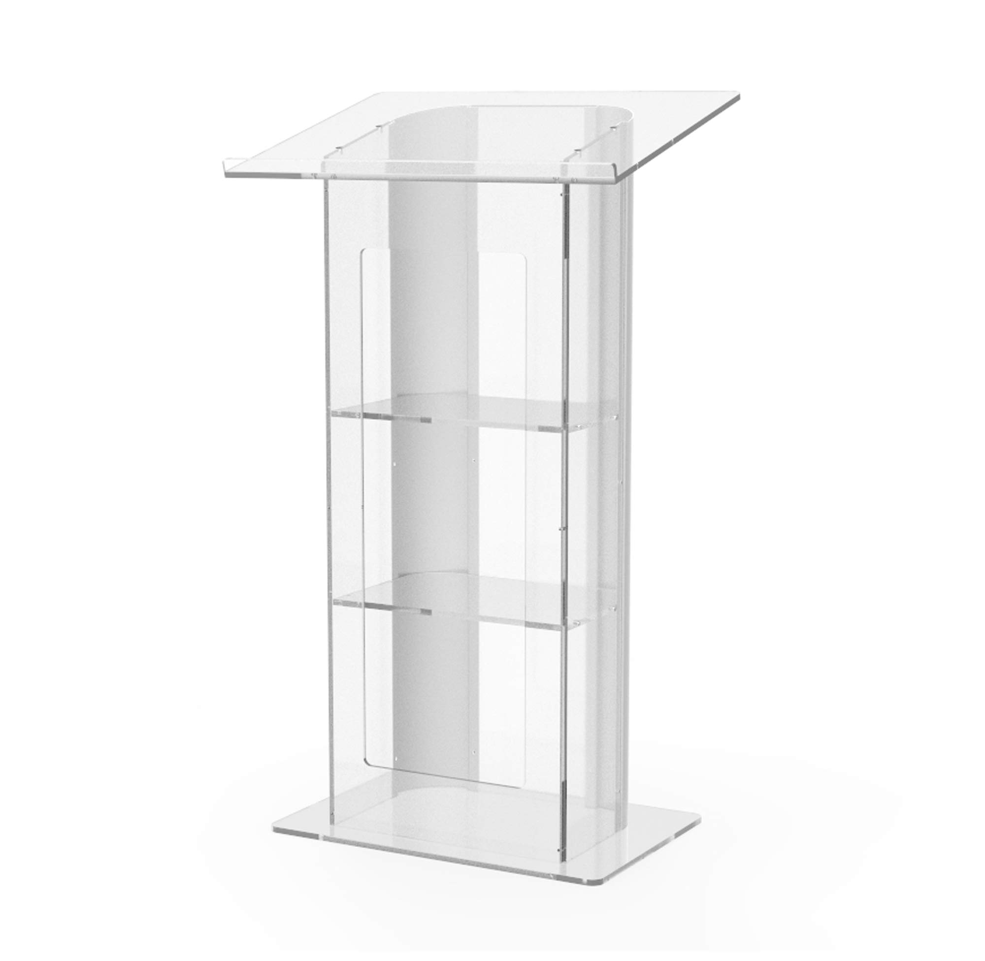 FixtureDisplays Clear Acrylic Plexiglass Podium Curved Brushed