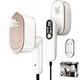 Joyzan Travel Steamer for Clothes, Portable Handheld Small Iron Mini Garment Ironing Machine Ceramic Heat Panel 15s Fast Heat Up Fabric Wrinkles LCD Display Wet Dry Rotatable Head College Dorm Home