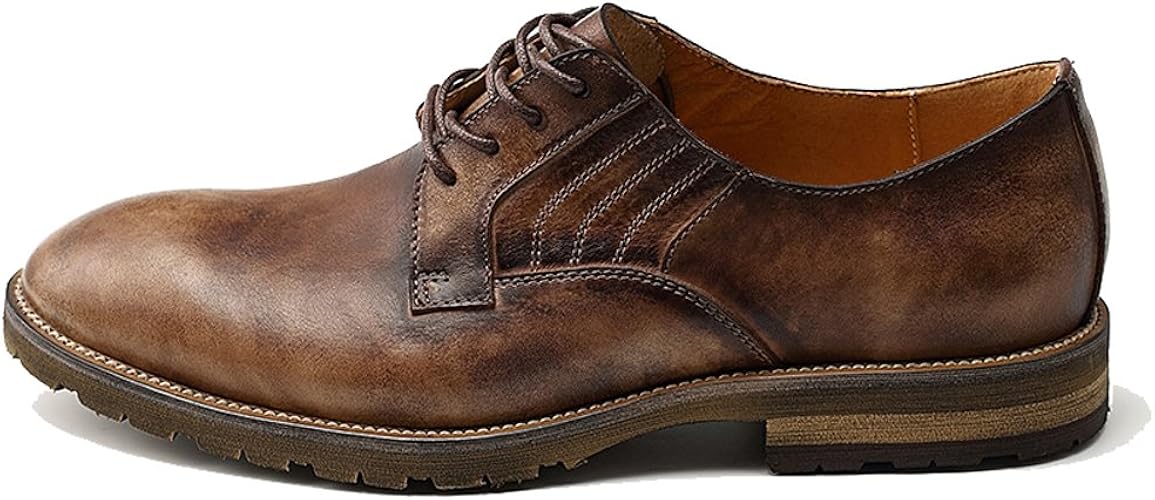 Amazon Kito カジュアルシューズ ビジネスジューズ 本革 手工 17 四季 春夏秋冬 レトロ 流行 ファッション 男 防水 防滑 ブラウン 25 0cm Kito レースアップシューズ