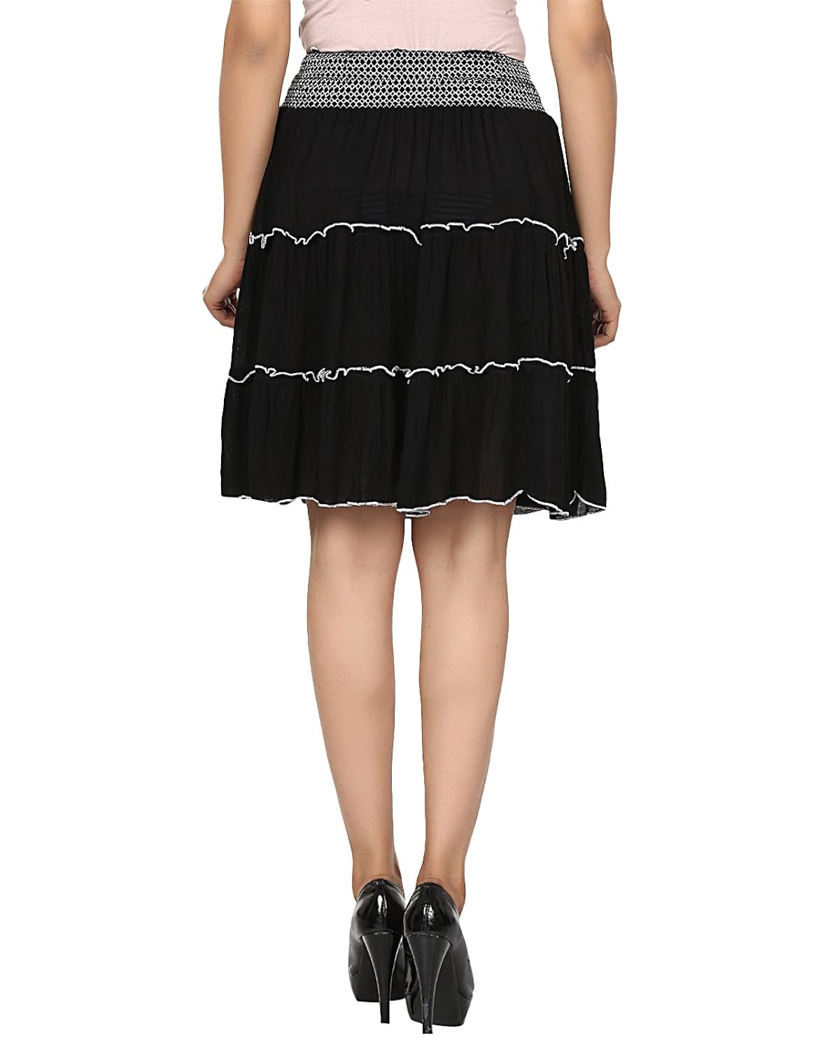 hazle avenue women's layered solid fril above knee length skirt