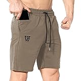 ZENWILL Mens Gym Running Shorts, Workout Athletic Bodybuilding Fitness Shorts with Zip Pockets