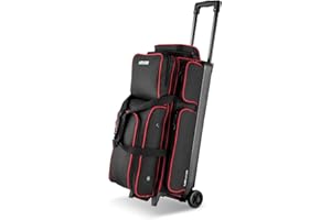 VEVOR Bowling Ball Bag, 3 Ball Double Roller Bowling Bag with Wheels, Featuring a Separate Compartment for Shoes (Up To US Si