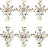 Beebeecraft 10Pcs Flower Connectors Charms K9 Glass Crystal Floral Pendant Links with Double Loops for Bracelet Earring Necklace Jewelry Making