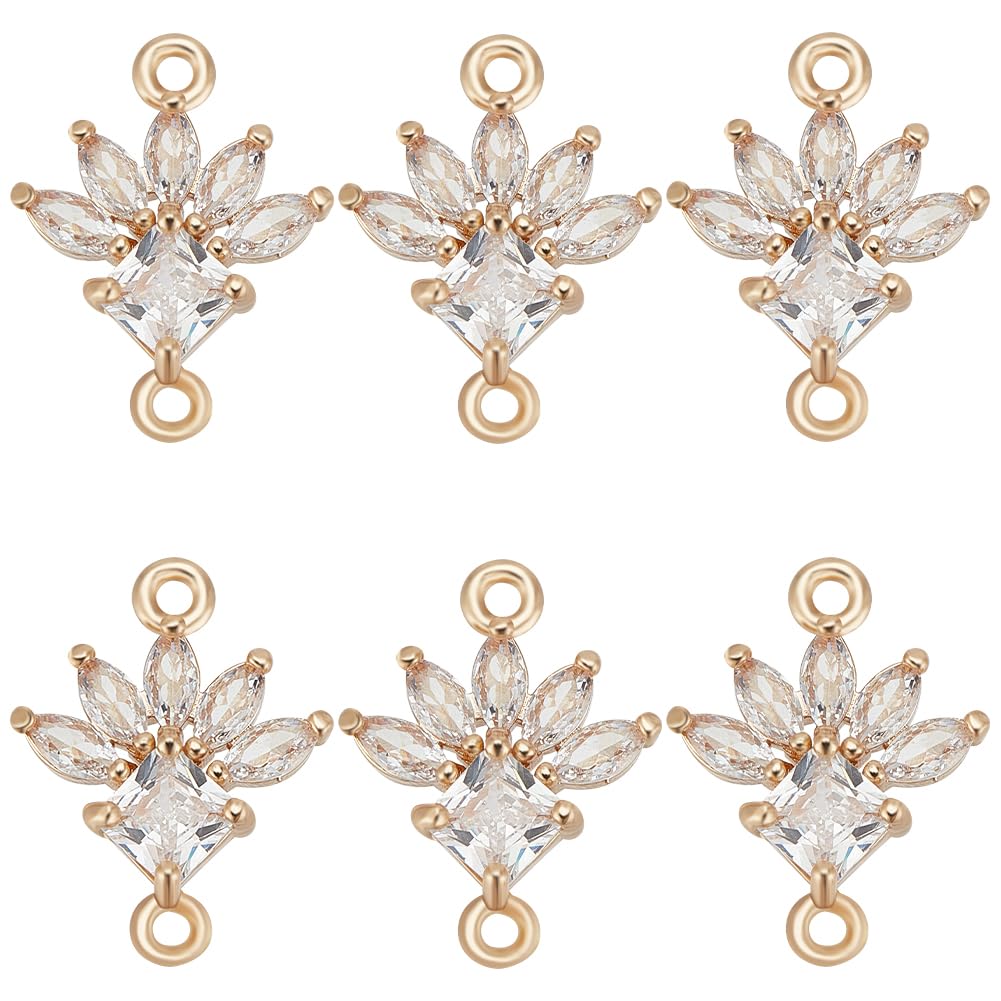 Beebeecraft 10Pcs Flower Connectors Charms K9 Glass Crystal Floral Pendant Links with Double Loops for Bracelet Earring Necklace Jewelry Making