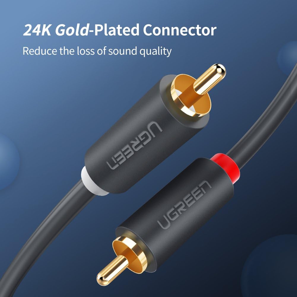 UGREEN 2RCA Male to 2RCA Male Stereo Audio Cable Gold Plated for Home Theater, HDTV, Gaming Consoles, Hi-Fi Systems 6FT: Electronics