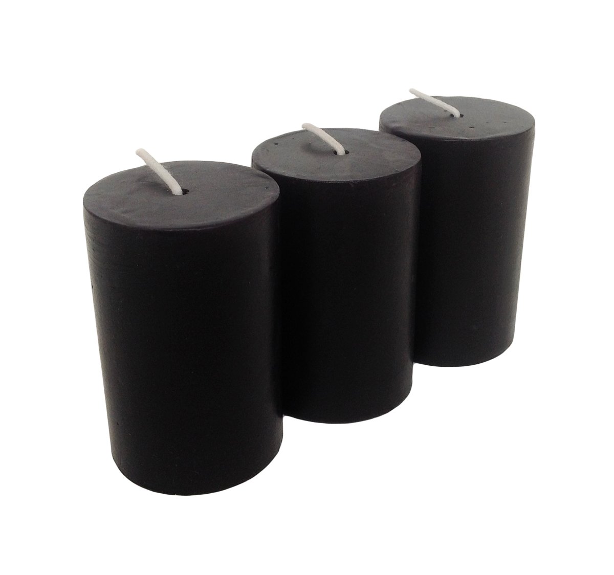 COLLUMINO Long Burn Pillar Candles Solid Colour Size 7 x 4.3cm (Pack of 3, Black)