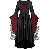 Womens Witch Dress,Halloween Costumes Women Renaissance Medieval Vampire Butterfly Sleeve Mesh Gothic Outfit 2025