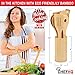 CHEFHQ 9 Piece Bamboo Cooking Utensils Set - Set Includes: Holder, Spatulas, Slotted Spatula, Serving Spoons, Angled Spoon with Hole, Tongs - Wood Tool Utensil Sets for Nonstick Cookware