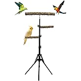 Arfubye 3-Layer 16-63 Inch Height Adjustable Bird Perch Pepper Wood Birds Training Perch Stand Parakeet Perches Indoor and Outdoor Parrot Stands for Small to Medium Bird