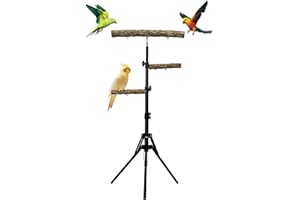 Arfubye 3-Layer 16-63 Inch Height Adjustable Bird Perch Pepper Wood Birds Training Perch Stand Parakeet Perches Indoor and Outdoor Parrot Stands for Small to Medium Bird